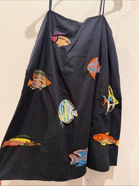 Black Fish-Embroidered Anthropologie Dress - NWT